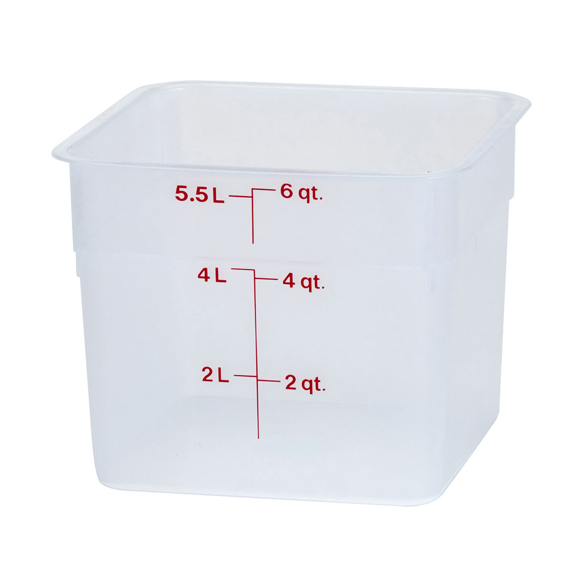 5.7L CamSquare® läbipaistev polüpropüleenist konteiner söökidele, Cambro, 5,7 L 215x215x185mm