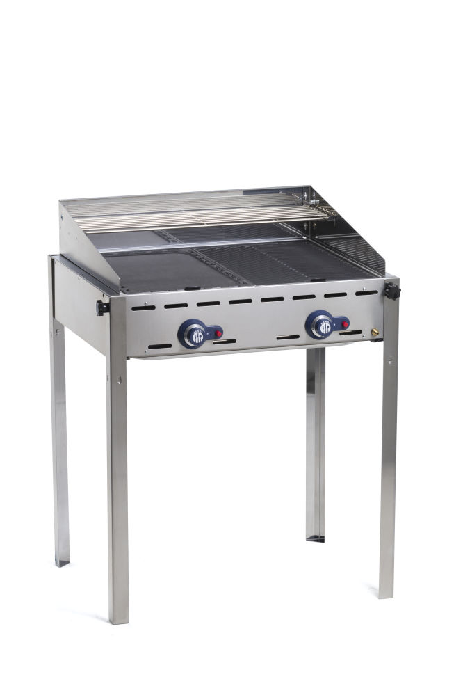 11.6kW Gaasigrill GreenFire ProfiLine - 2 põletit 2 roostevabast terasest Gastronorm 1/1 grillresti,  740x612x(H)825mm