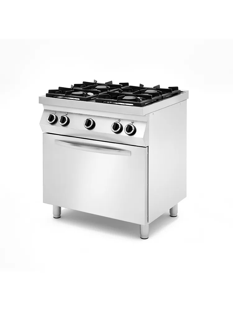 4 põletiga gaasipliit, gaasi või elektrilise ahjuga GN1/1, 230V/22000W, 19kW, 800x700x(H)900mm