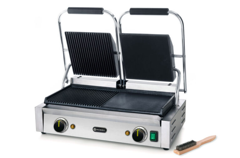 Kontaktgrill - kahepoolne pool sile, pool sooniline, 230V/3600W, 570x370x(H)210mm