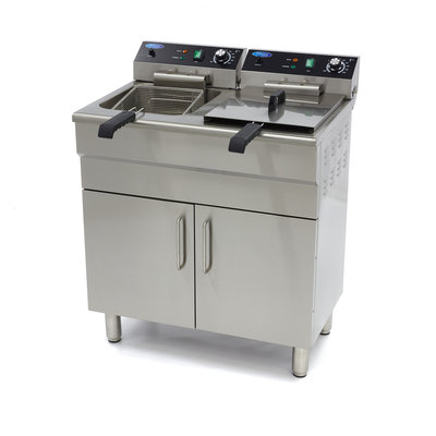 2x16L Fritüür - 2 korvi - tühjenduskraaniga ja alusega - 400V