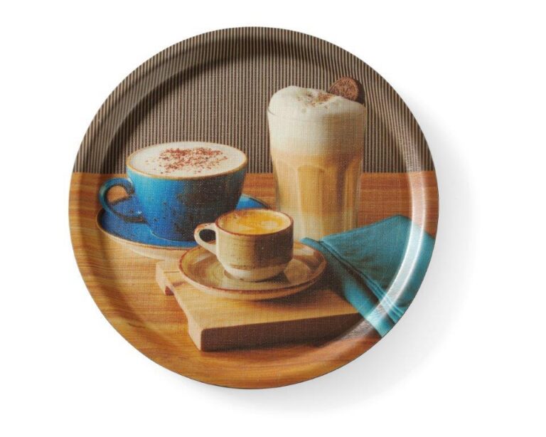 Ø380x15mm Serveerimisalus libisemiskindel ümmargune trükiga tasty coffee