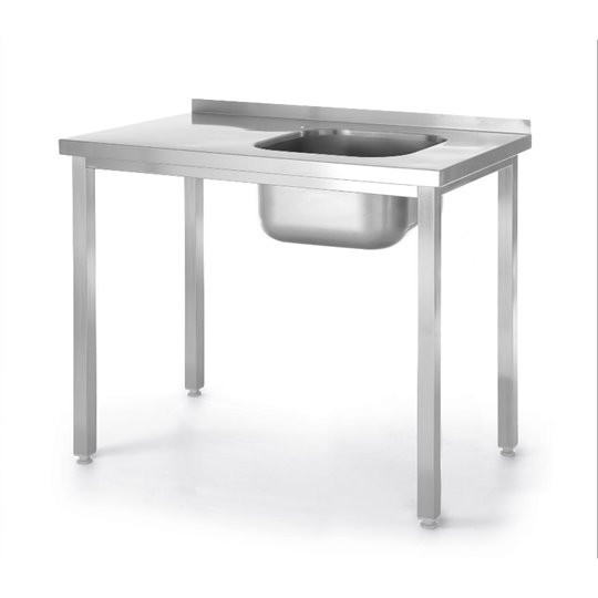 1000x600x850mm Laud koos ühe valamuga BudgetLine – ilma riiulita poltkinnitusega, sügavus 600mm kraanikauss paremal küljel